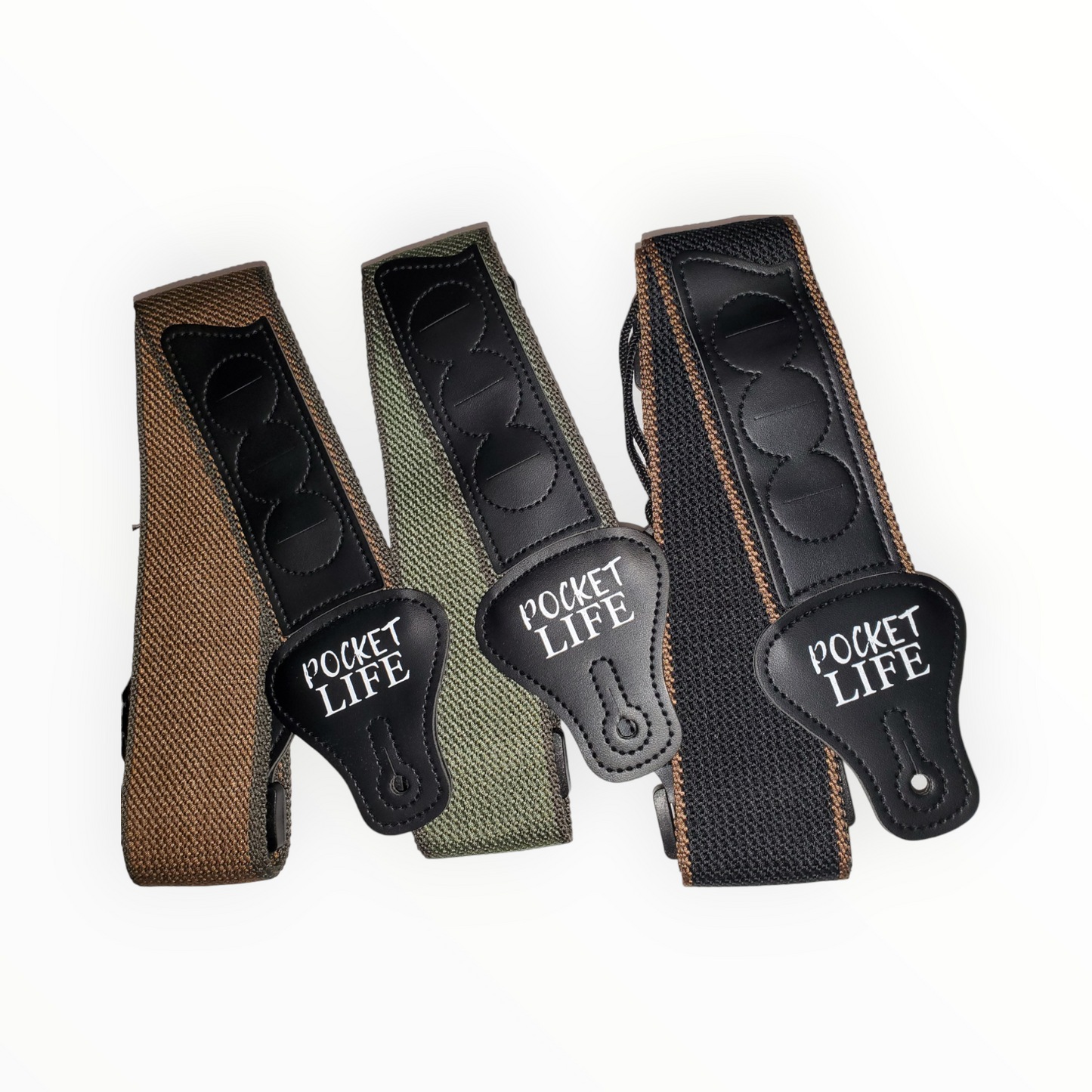 Pocket Life Guitar Strap Black w/ Brown trim