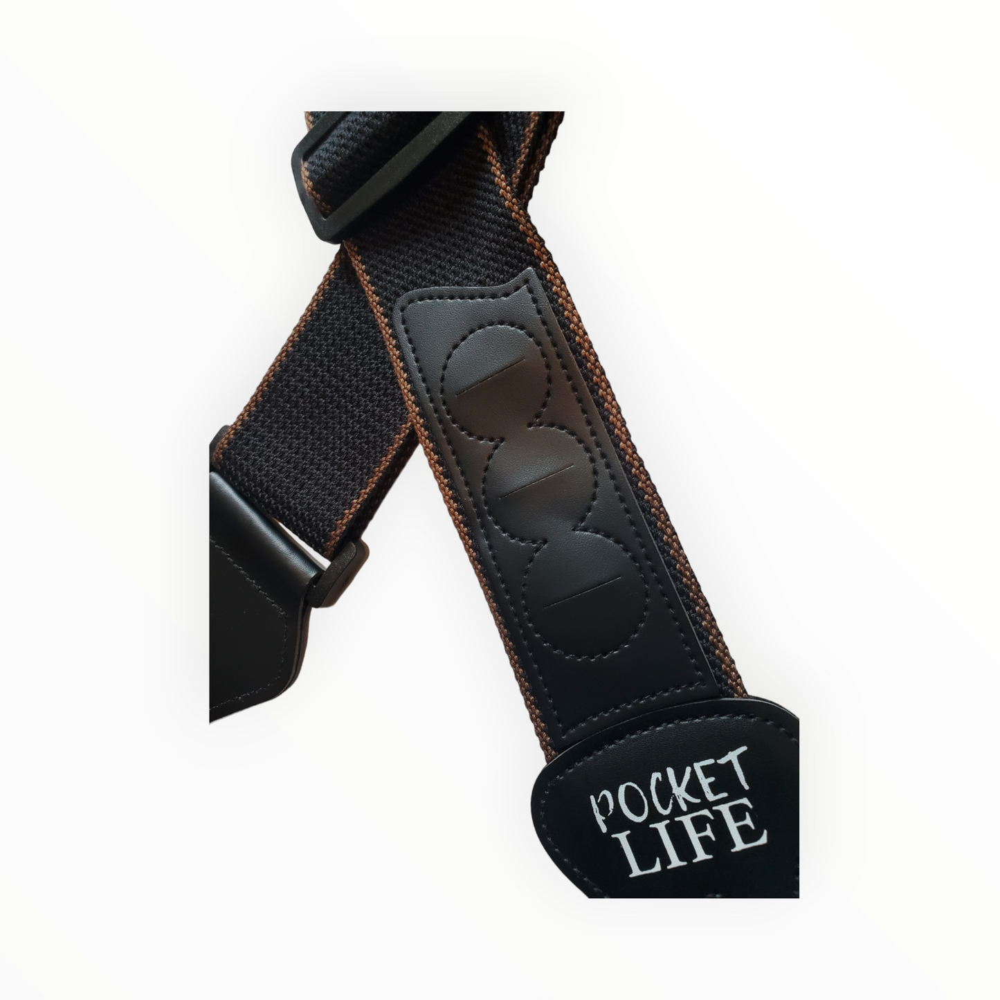 Pocket Life Guitar Strap Black w/ Brown trim