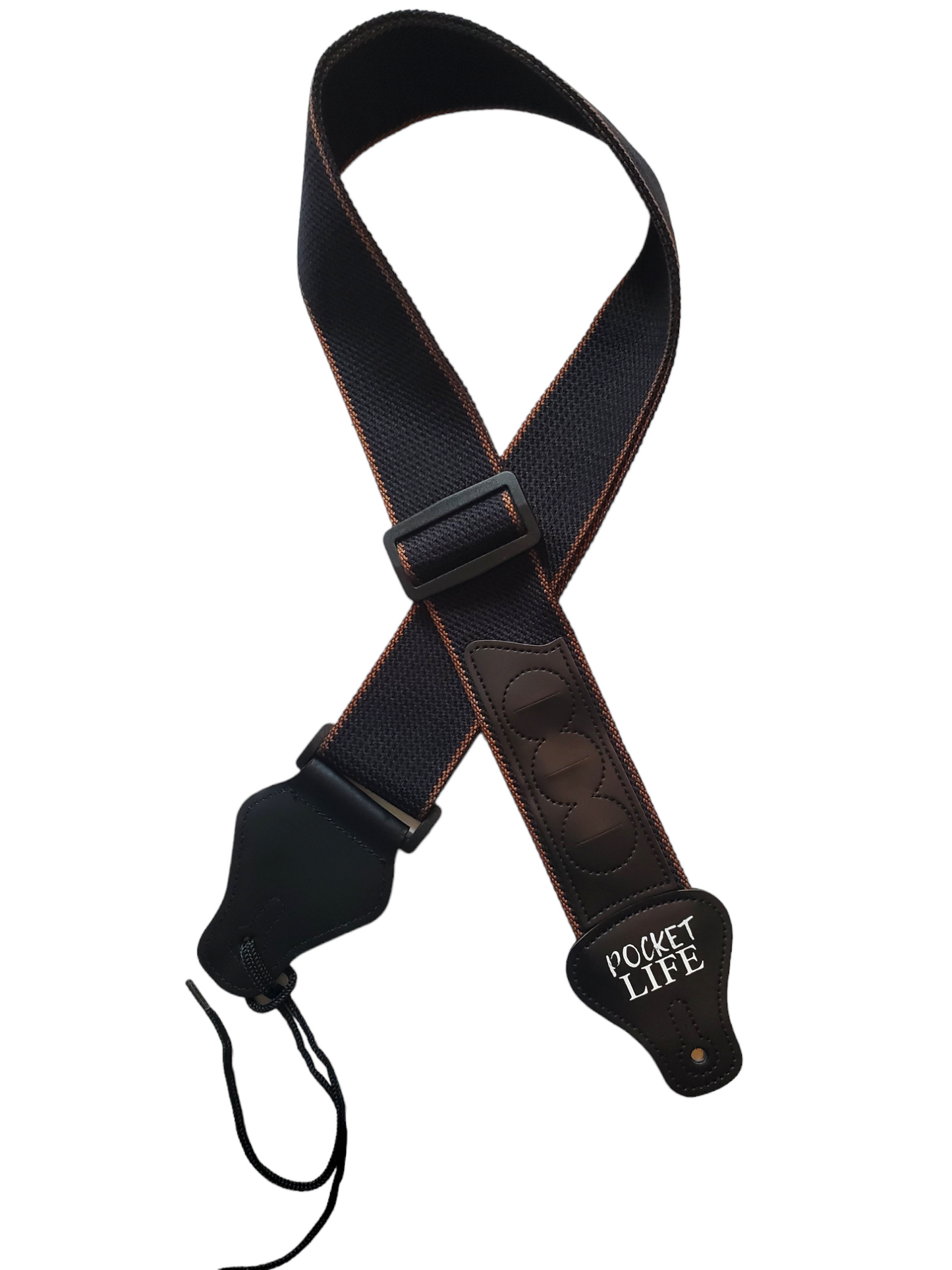 Pocket Life Guitar Strap Black w/ Brown trim